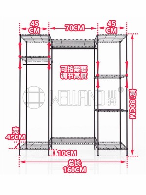 实用牛津布简约碳钢金属衣柜布衣橱