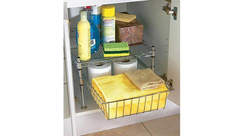 厨房橱柜水槽夹缝收纳架_客厅储物线网置物架