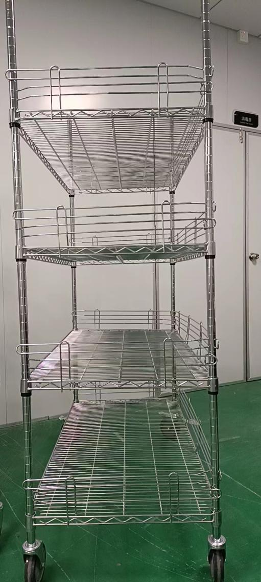 带护栏货架工厂周转用网格子货架多功能可移动防倒带围边架子-川井