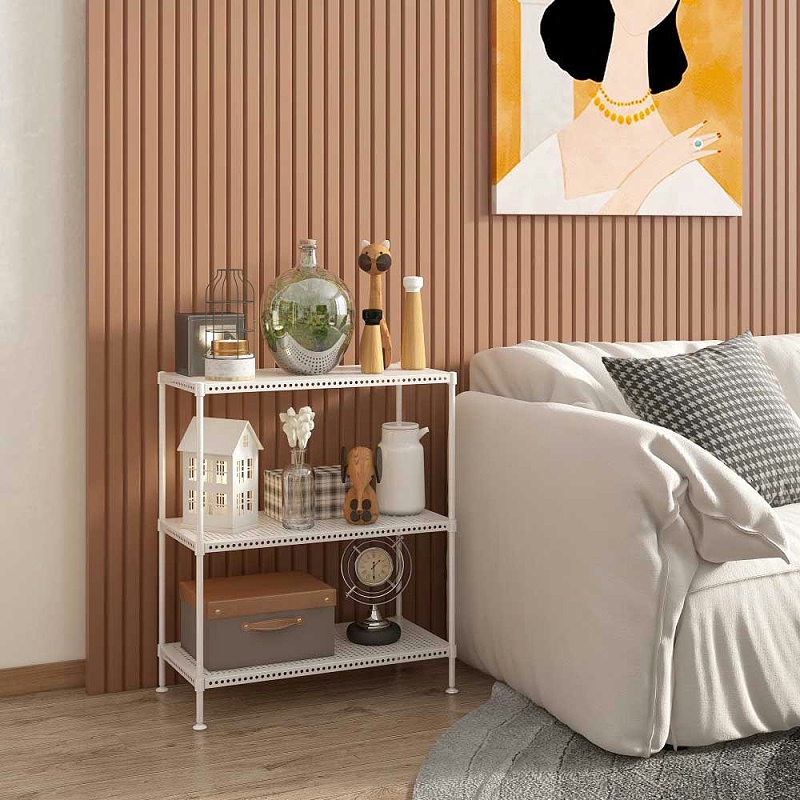 家居三层可调节穿孔金属置物架