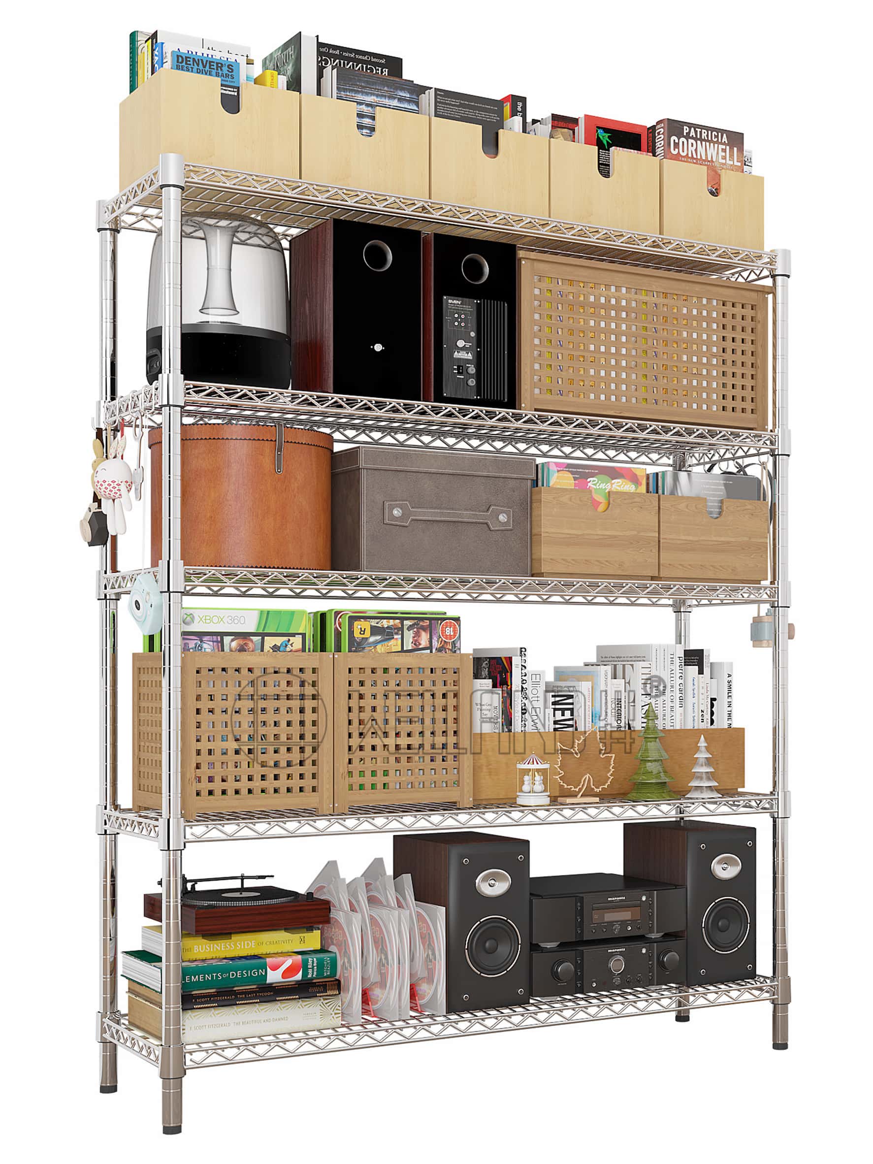 五层可调镀铬层架