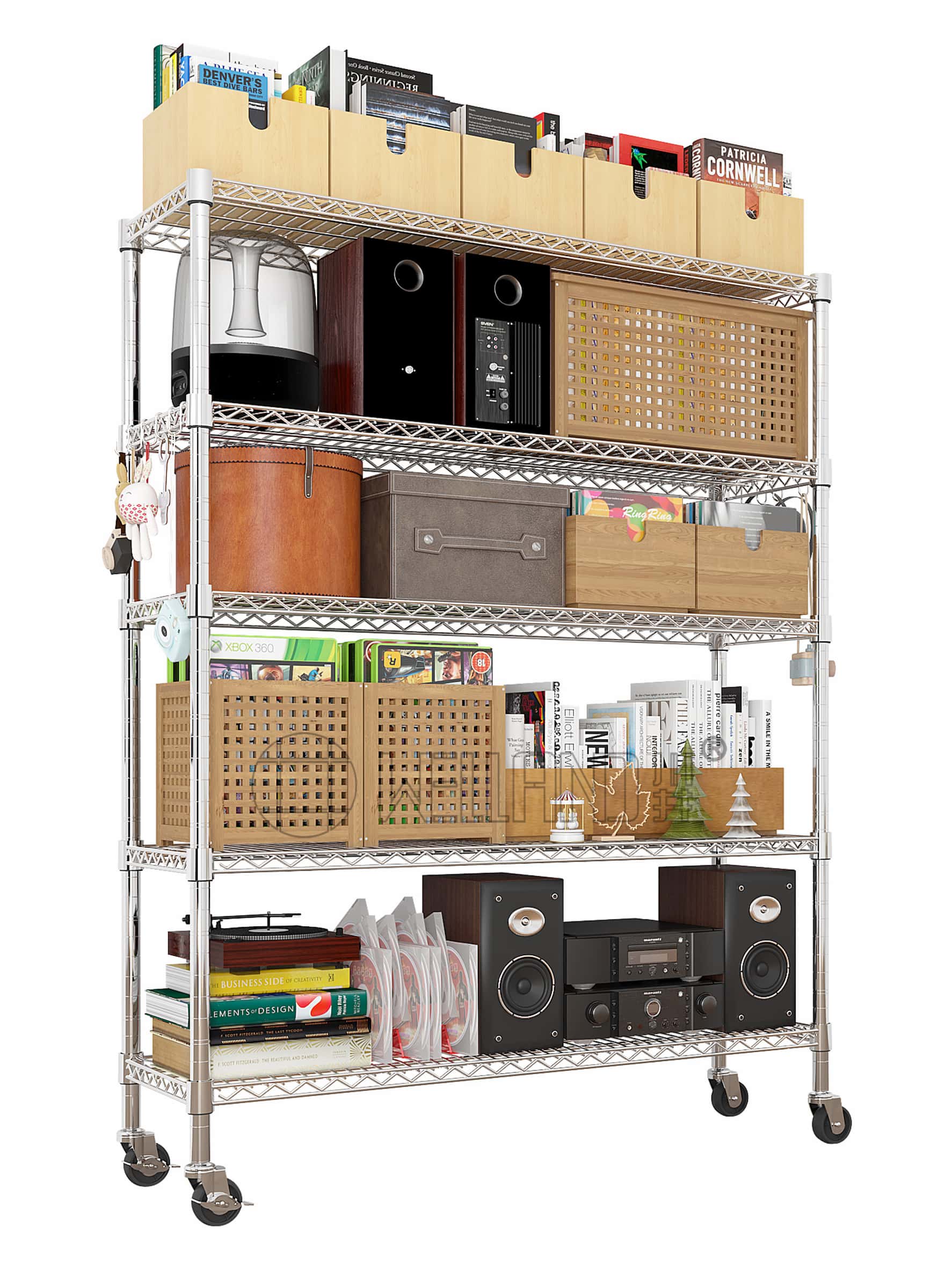 五层可调镀铬层架