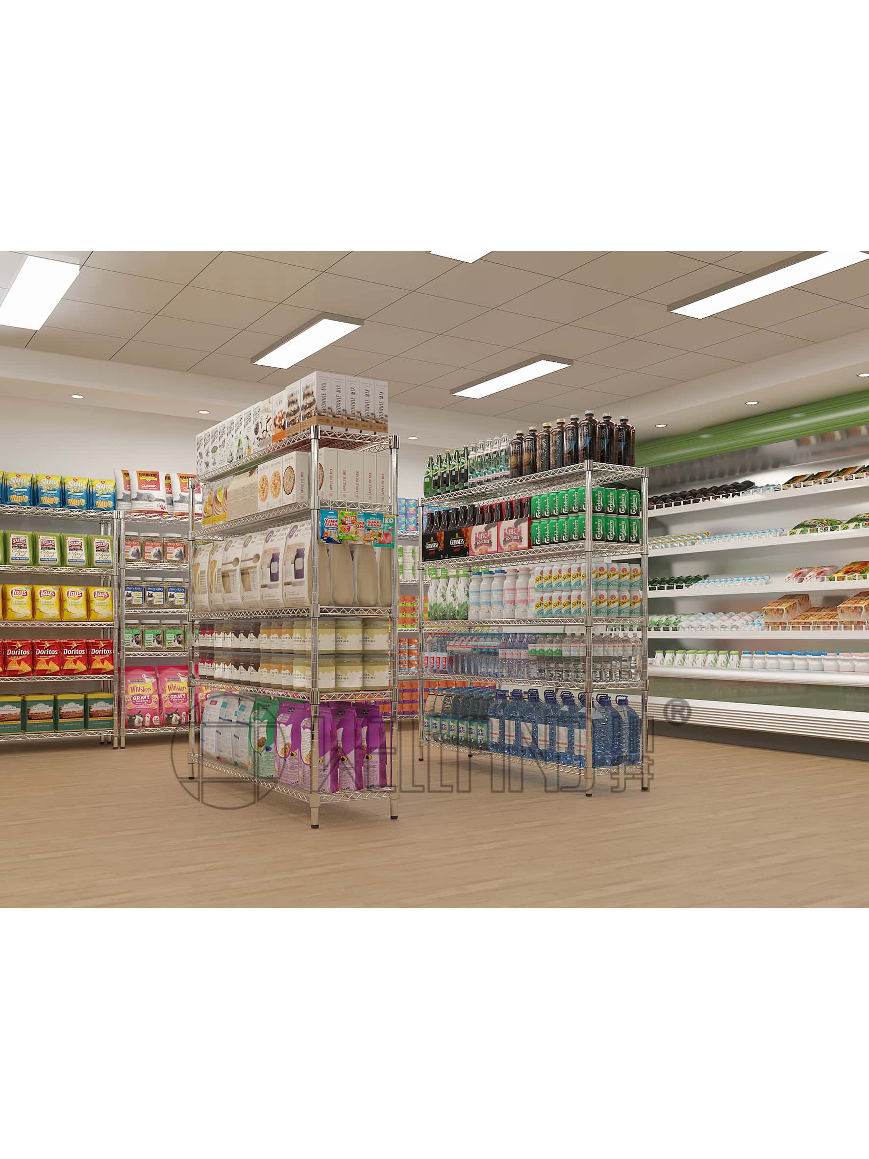 电镀铬可调超市展示架 电镀铬可调超市展示架