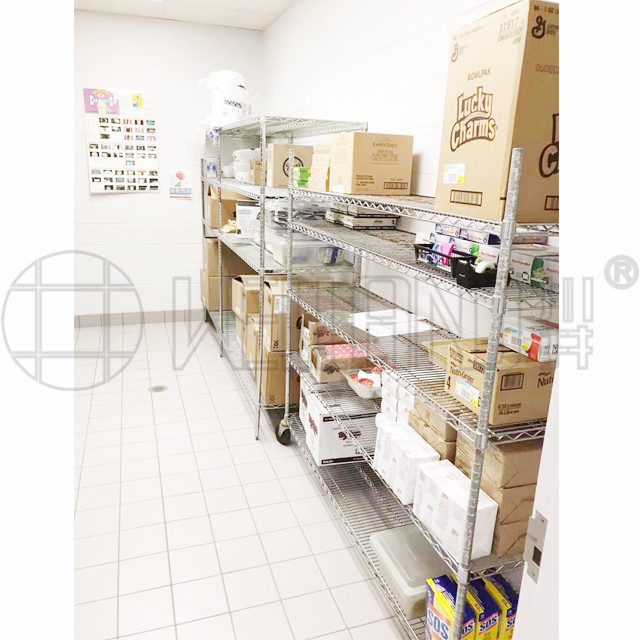 餐厅餐馆金属储物架饭店小食店线网镀铬置物架-川井