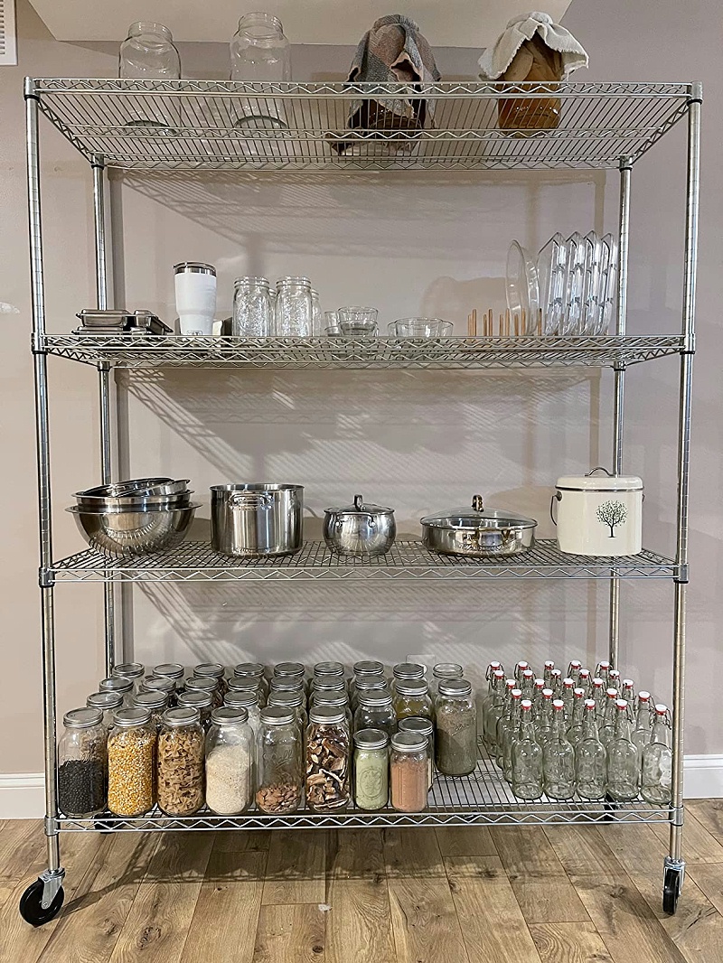 厨房厨具餐具烘焙用品多层置物架-厨房电器落地金属储物架-可移动-中山川井