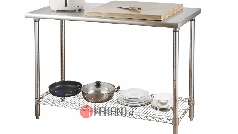 新款38mm圆管两层商用不锈钢工作台简介