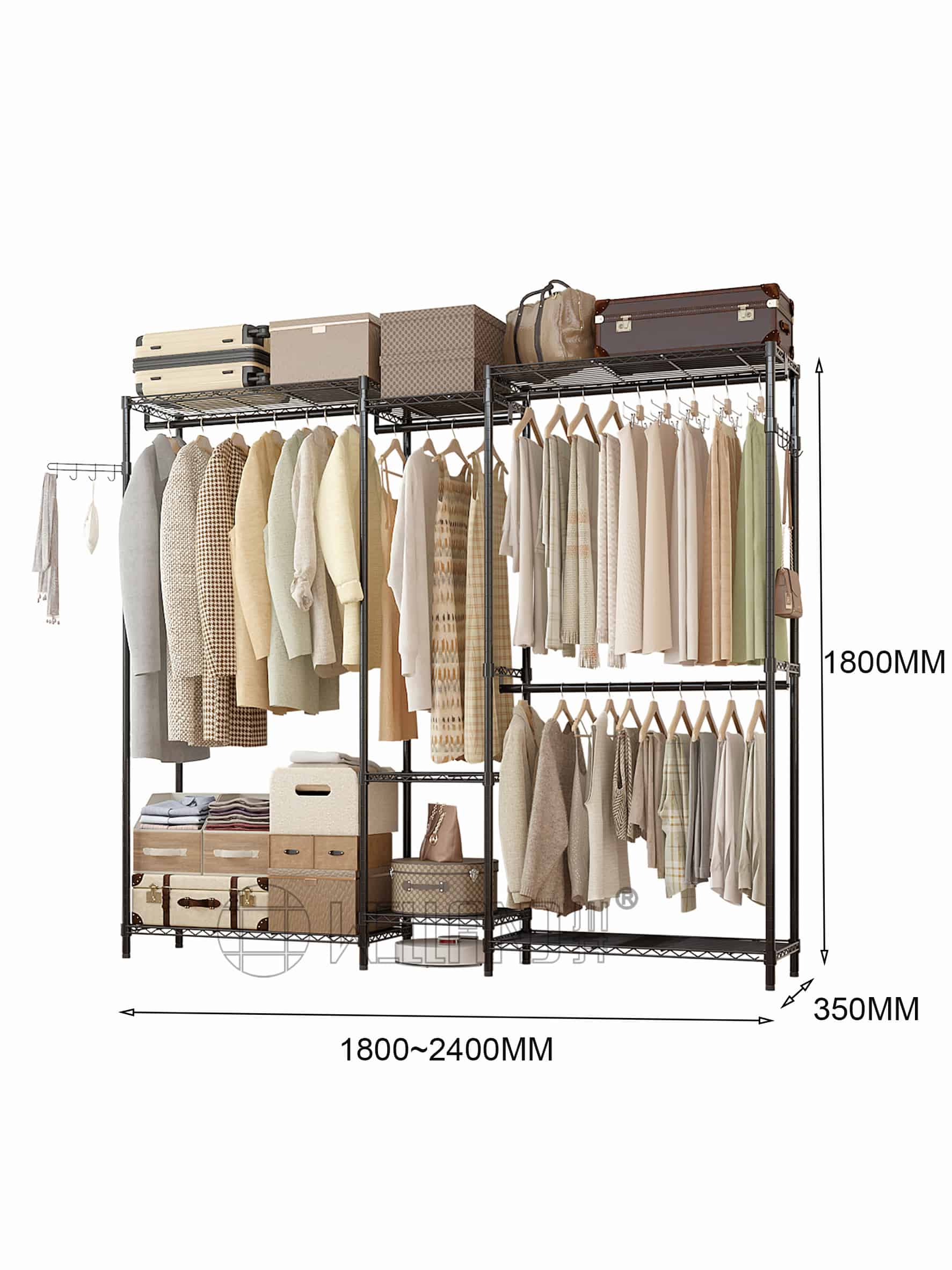 多功能组合衣橱架（带旋转挂钩）