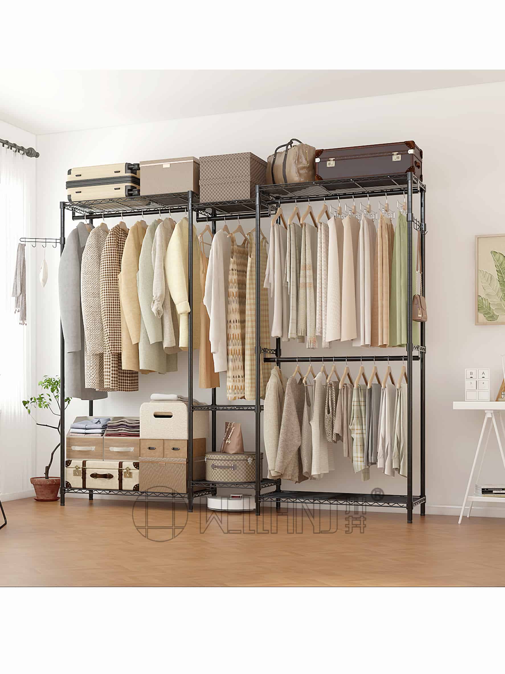 多功能组合衣橱架（带旋转挂钩）