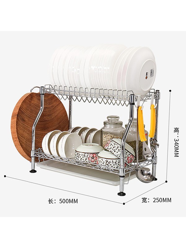 双层沥水餐具碗碟架